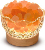 Himalayan Salt Lamp, Pink, Wooden Base, 10 Levels of Light Intensity Adjustment, USB Plug, 1 Year Warranty
