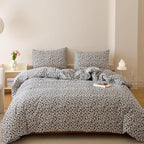 CLOTHKNOW Black Leopard Print Queen Comforter Set Cheetah Bedding Comforter Sets Soft Black Brown Bedding Sets with 2 x Pillowcases Queen Size