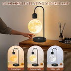 Magnetic Levitating Moon Lamp with 15W Wireless Phone Charger 3-Color LED Floating Night Light Desk Lamp for Bedroom Home Office Decor