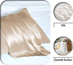 Natural Mulberry Silk Pillowcase for Hair and Skin Queen Size 20"X30" Pillow Case with Hidden Zipper Soft Breathable Smooth Cooling Silk Pillow Covers for Sleeping (Champagne,Queen,1Pcs)