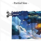 Whimsical Treehouse in Dreamy Night Sky Curtain Valance Peach Skin Velvet Printed Window Valance with Rod Pocket Light Filtering for Kitchen Bathroom 54x18in