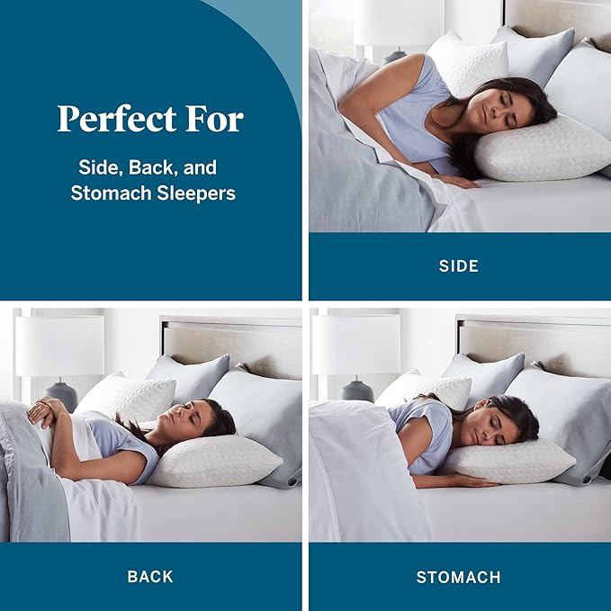 LUCID Premium Shredded Memory Foam Pillow, King Size, 2 Pack – Moldable Loft, Rayon from Bamboo Cover – Down Alternative – CertiPUR Certified