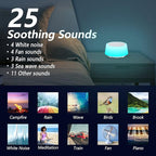 Color Noise Sound Machines with 10 Colors Night Light 25 Soothing Sounds and Sleep White Noise Machine 32 Volume Levels 5 Timers Adjustable Brightness Memory Function for Adults Kids Baby