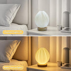 Table Lamp Bedside Small Side Table Lamp with Woodbase Peach 3D Printing Button Control Table USB Lamp Dimmable Nightstand Lamp with PLA Lampshade for Living Room Bedroom Decor