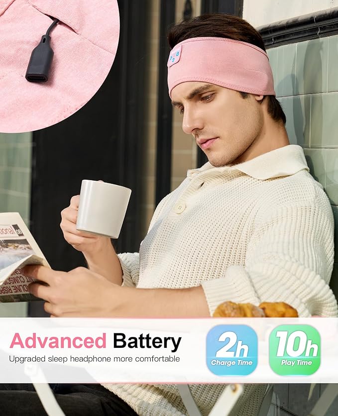 Perytong 2-Pack Sleeping Headphones Wireless Bluetooth, Headband Headphones with Ultra-Thin Speakers, Bluetooth Headband for Side Sleepers, Running, Workout, Insomniac, Travel, Meditation