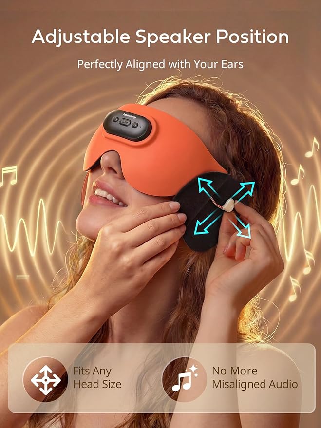 Sleep Headphones for Side Sleepers, Ultra-Thin Adjustable Stereo Speakers, Sleep Mask with Bluetooth 5.4, 64-Hour Ultra-Long Battery Life for Sleeping, Travel & Meditation, Unique Gift