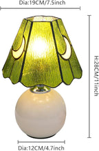 Mushroom Lamp Tiffany Lamp Stained Glass Table Lamp Moon Cute Small Bedside Lamps for Living Room Home Decor,Unique Aesthetic Home Living Room Decor Girls Women Birthday Day Gift,Green