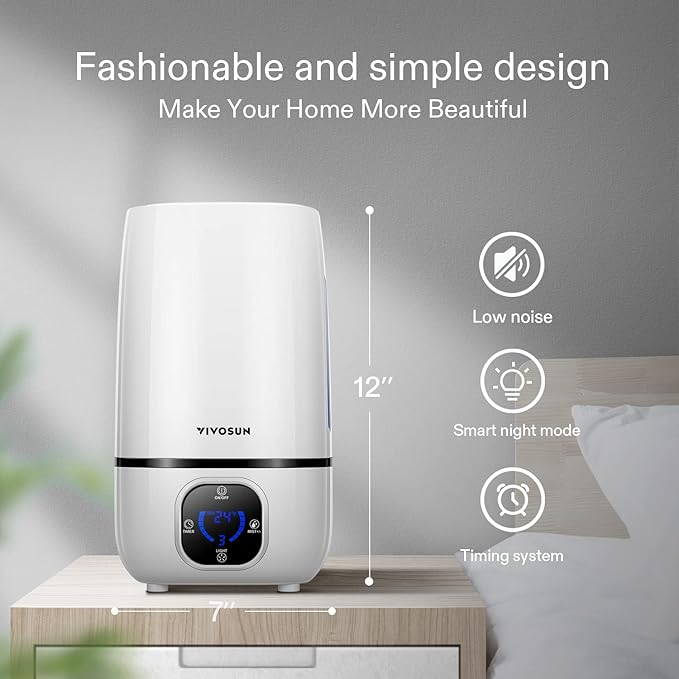 VIVOSUN 4L Cool Mist Humidifier with Remote Control for Bedroom, Plants, Baby, Dry Skin