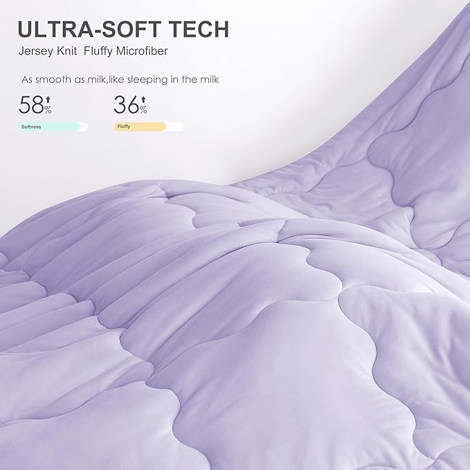 COTTEBED Reversible Softness Pink Purple Twin Comforters Sets for Girl Kids College Dorm, Cute Jersey Knit Lightweight Breathable Fluffy Cozy Comfy Bed Down Comforter Quilt for All Season Twin/Twin XL