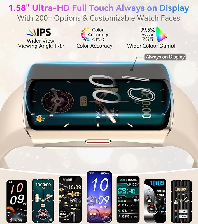 Smart Watch Fitness Tracker with 24/7 Heart Rate, Blood Oxygen Blood Pressure Monitor Sleep Tracker 120 Sports Modes Activity Trackers Step Calorie Counter IP68 Waterproof for Andriod iPhone Women Men