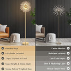 BesLowe 69'' Crystal Floor Lamp for Living Room, Modern Standing Lamp with 738PCS K9 Crystals, Tall Lamp Pole Light for Bedroom Office, Mid Century Gold Floor Lighting with 9 LED Bulbs, Antique Brass