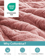 Cottonblue Jacquard Weighted Blanket 15 lbs for Adults Twin Size, Ultra Soft Sherpa Fleece Blanket for Relax and Sleep, Cozy Comfort Heavy Bed Blankets with Glass Beads, 48x72 Inches, Apricot Pink