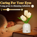 Birthday Gifts for Women/Mom Table Lamp, 3 Color Crystal Flower Bedside Lamps Infinitely Dimming with USB Charge Small Night Light,Nightstand Touch Lamp for Bedroom (S-White)