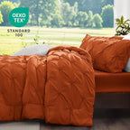 BEDELITE Burnt Orange King Size Comforter Set - 3 Pieces Boho Pintuck Bedding Comforter Sets, Lightweight Soft & Warm King Bedding Set with 2 Pillowcases for All Season