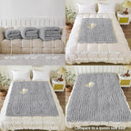 WESHIONGOO Chunky Knit Blanket Throw 51"×63" Knitted Throw Blankets for Couch Bed Fluffy Soft Blanket with Jumbo Chenille Yarn Thick 100% Handmade (Lingt Grey)