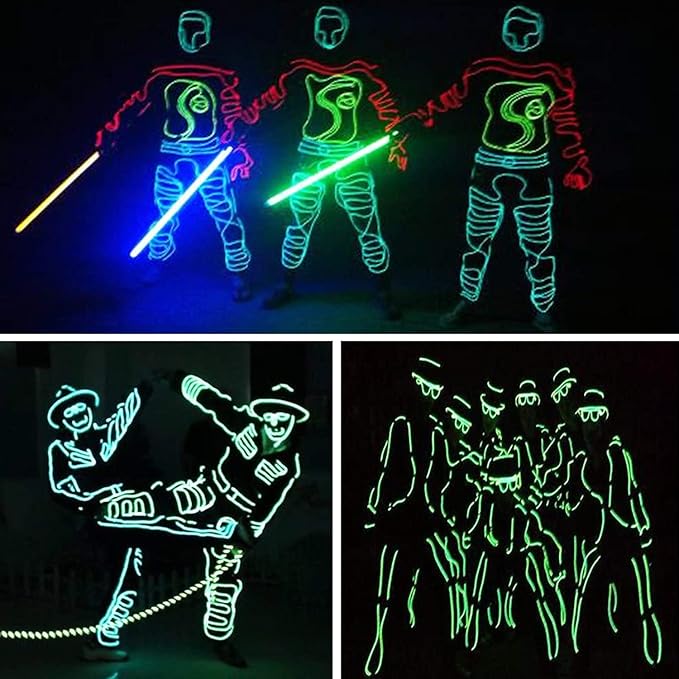 JIGUOOR EL Wire Battery Pack 16.4ft / 5m Bright Neon Light Strip 360° Illumination Neon Tube Rope Lights for DIY, Festival, Party Decoration, Pub, Halloween, Chrismas (16.4ft / 5m, Green)