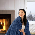 yescool Weighted Blanket with Cover (10 lbs, 41" x 60", Cobalt Blue) Heavy Blanket for Sleeping Perfect for 60-90 lbs, Breathable Blanket with Premium Glass Bead, Machine Washable