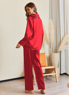 Ekouaer Pajamas For Women Set Silk Pjs 2 Piece Satin Sleepwear Long Sleeve Button Down Lounge Sets With Pant