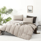 Cottonight Beige Comforter Set Queen Cream Khaki Bedding Comforter Full Oatmeal Solid Blanket Quilts Modern Soft Breathable Beige Taupe Color 3 Piece Bedding Set