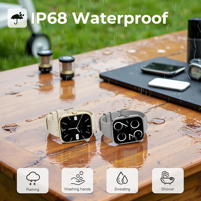 Smart Watch for Men Women, 1.83" HD Touchscreen Fitness Watch with Bluetooth Call & Message Notifications, 110+ Sport Modes, 24/7 Heart Rate/Sleep Monitor, IP68 Waterproof Fitness Tracker, Silver Gray