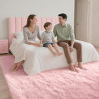 Shag Pink Rug 9x12 Area Rugs for Bedroom Living Room - Non Slip Ultra Soft Large Fluffy Fuzzy Shag Plush Shaggy Furry Rug for Dorm Kids Room Nursery Playroom, Home Office Big Modern Carpet