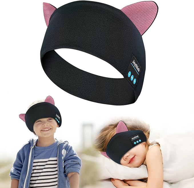 Joythink Kids Bluetooth Headband Headphones Sleep Mask Wireless Earphones Built in Thin Speaker Adjustable Sports Headset Sleep Headband for Girls Boys Toddler Children Baby Airplane Travel Study