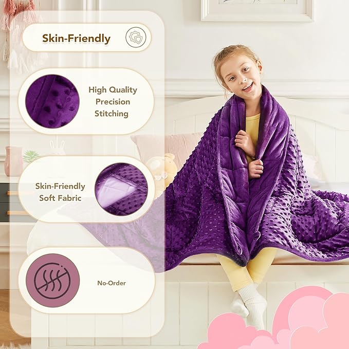 CuteKing Weighted Blanket - 40"x60" 10lbs Minky Dots Heavy Blanket with Glass Beads Soft Breathable for All-Season Summer Fall Winter Thick Comfort for