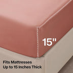 BEDELITE California King Sheets Set, Luxury Soft Rose Pink Satin Sheets for Hair and Skin, Similar to Silk Bed Sheets Set 4 Pieces with 1 Deep Pocket Fitted Sheet, 1 Flat Sheet, and 2 Pillowcases