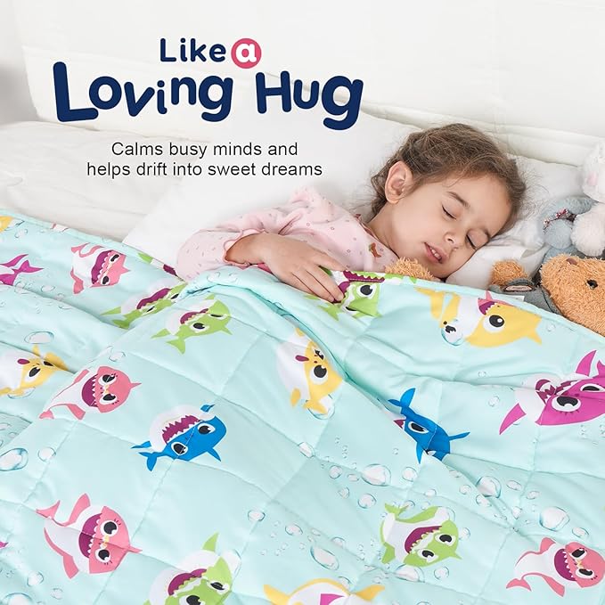 Kivik Weighted Blanket 5lbs, Green Shark Heavy Blanket Throw, Small Weighted Cooling Blankets 5 Pounds, Cute Blanket for All-Season, 36x48 Inches Green