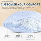 QUTOOL Enhanced Cooling Pillows for Sleeping, CertiPUR-US Shredded Memory Foam Pillows Standard Size Set of 2 for Hot Sleeper, Adjustable Pillow for Side, Back, Stomach Sleepers Support Yet Soft, Blue