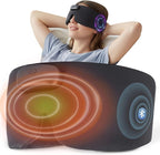 Heated Sleep Mask with Bluetooth Headphones, Cordless Rechargeable Heating Eye Mask with Adjustable Heart Timer Music, Washable Sleeping Mask with Bluetooth Headphones for Dry Eyes (Blue)