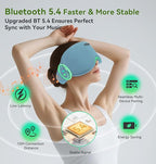 LC-dolida Bamboo Cotton Weighted Bluetooth Sleep Masks, 3D Weighted Sleep Masks with Bluetooth 5.4 Headphones, Total Blackout Bluetooth Sleep Mask for Women Men, Weight Eye Mask for Sleeping, Ash Blue