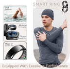 Smart Ring for Men, Fitness & Activity Tracker with Blood Pressure/Heart Rate Monitor, Sleep Tracker, Step Counter, IP68 Waterproof Ring for iOS & Android, Fast Charge, No Subscription (Black,Size11）