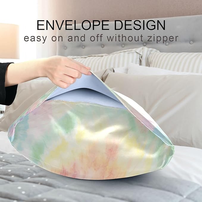 Satin Pillowcase for Hair and Skin, Tie Dye Silk Pillowcase Soft and Cozy Body Pillow Covers, King Size Satin Pillow Cases with Envelope Closure(20x40 Inch), 1PC