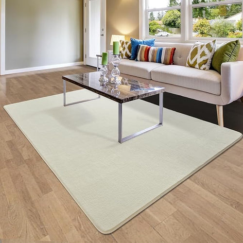 Andecor Shag Area Rug Fluffy Carpets, 5x7 Cream White Washable Living Room Bedroom Rugs, Soft Fuzzy Indoor Rugs for Dorm Boys Girls Kids Room Nursery Home Decorations