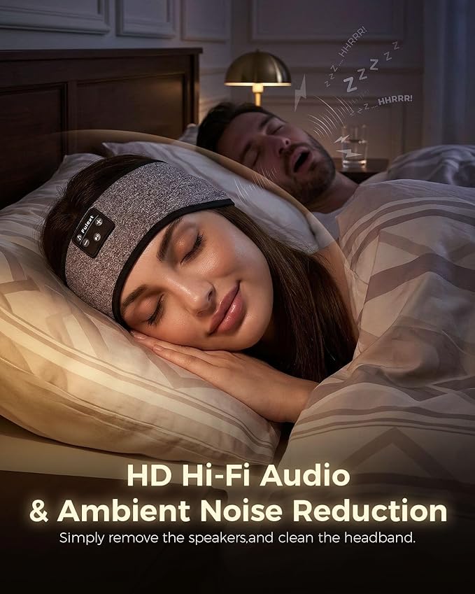 Sleep Headphones Headband Bluetooth 5.4 - Wireless Music Headband with Ultra-Thin HD Stereo Speakers, Sweat Resistant for Side Sleepers, Sports, Meditation, Travel