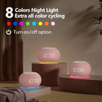 Reacher Auto Dimmable Sound Machine Alarm Clock with Night Lights, 20 Soothing Sounds, Sleep Timer, Precise Volume Control, Cute White Noise Soother for Girls, Kids, Bedrooms, Office