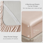 MR&HM Satin Bed Sheets, Twin XL Size Sheets Set, 3 Pcs Silky Bedding Set with 15 Inches Deep Pocket for Mattress (Twin XL, Champagne)
