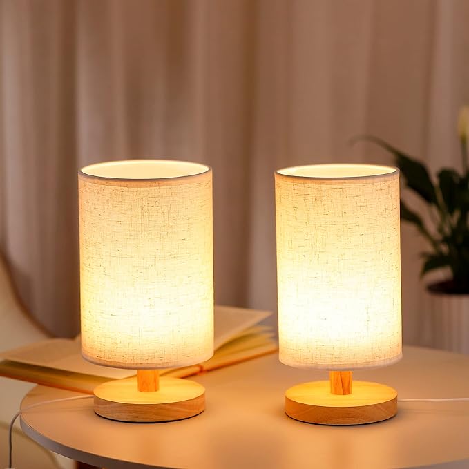 WSYEAR White Modern Bedside Lamp Set of 2 for Bedroom Decor Farmhouse Table Lamp for Living Room Office Dorm