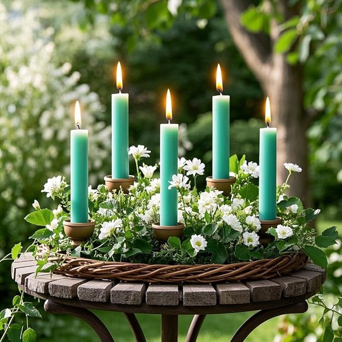 12-Pack Mint Green Taper Candles, 10 Inch Unscented Dripless Candlesticks, Long-Lasting Burn Time of 7-8 Hours, Perfect for Home Décor, Spring and St. Patrick's Day