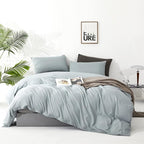 Cottonight Blue Comforter Set King Light Blue Bedding Comforter Set Solid Haze Blue Blanket Quilts Modern Soft Breathable Simple 3 Piece Baby Blue Comforter Set for Women Men King Bed