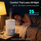 Cool Mist Humidifier for Bedroom, 3L Top Fill Ultrasonic Air Humidifier with Adjustable Knob Control, Quiet Operation, Auto Shut-Off, BPA-Free for Home, Baby, Office, Plants M4