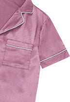 Silk Pajamas for Women Satin Womens PJ Set 2 Piece Short Lounge Set Summer Sleepwear Notch Collar Button-Down Pjs