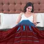 yescool Weighted Blanket for Adults (17 lbs, 60" x 80", Red Grey) Cooling Heavy Blanket for Sleeping Perfect for 110-130 lbs, Queen Size Breathable Blanket with Premium Glass Bead, Machine Washable