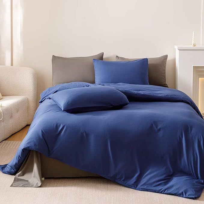 Cottonight Royal Blue Comforter Sets Full Bright Blue Bedding Comforter Full Size Quilts Blanket Ultra Soft Breathabe Solid Bedding Set for Women Men Adults Teens