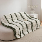 Luxury Chunky Knit Blanket Throw, Handmade Thick Chenille Yarn Throw 50x60, Cable Knit Crochet Blanket, Decorative Cozy and Soft Crochet Throw Blanket for Couch Home Decor