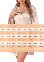 Women's Robes Satin Bathrobe Lightweight Short Silk Kimono V-Neck Bride Bridesmaids Loungewear