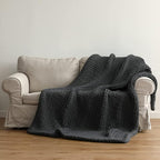YnM 100% Cotton Weighted Blanket, Handmade Chunky Knitted Throw, No fillers Design, Soft and Breathable, Machine Washable Bed Blanket for Sleep or Home Decor (Dark Grey, 48x72 Inch, 20lbs)