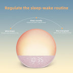 Odokee Sunrise Alarm Clock White Noise Machine: Natural Wake Up Light - Dimmable Clock with Bluetooth Speaker for Bedroom - 25 Sleep Sounds for Baby Adults Kids Sakura Pink