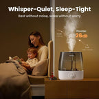 Provirtec 6.5L Stay Clean Tank Humidifier for Large Room, Low Maintenance, Top Fill Design, Ultra Quiet 65H Runtime, Cool Mist Ultrasonic for Bedroom, Home, Plants HC12